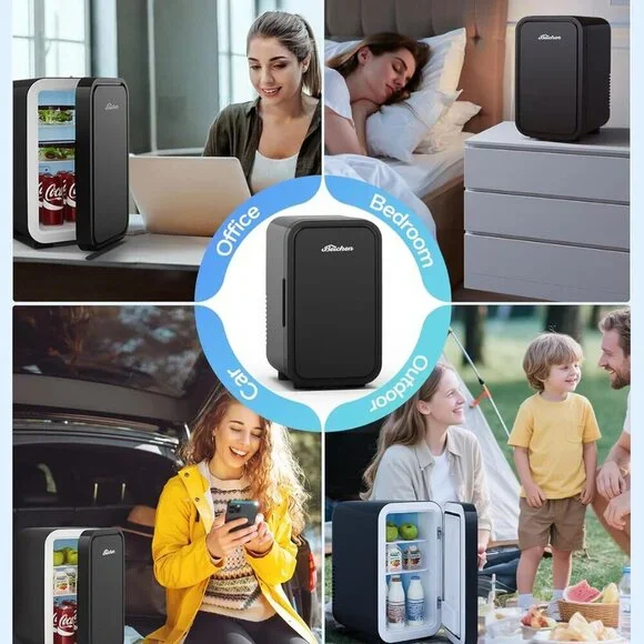 Mini Fridge, 6 Liter/8 Can Small Fridge for Bedroom, Car, Office & Dorm - NEW - Picture 7 of 8